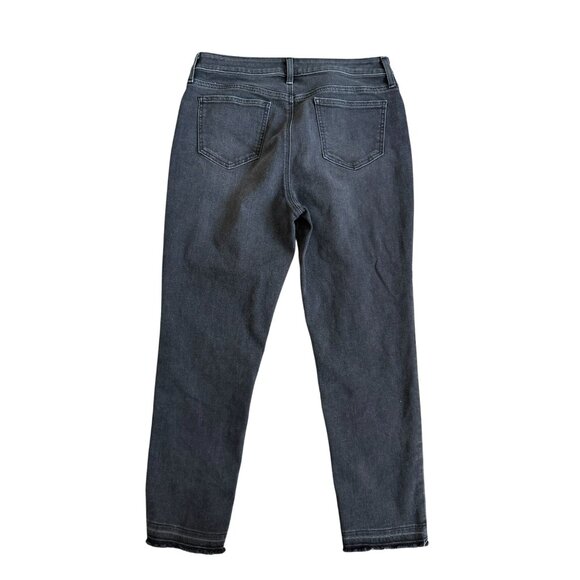 CHICOS Black Gray So Slimming Distressed Girlfriend Slim Leg Ankle Jeans Size US - Picture 2 of 7